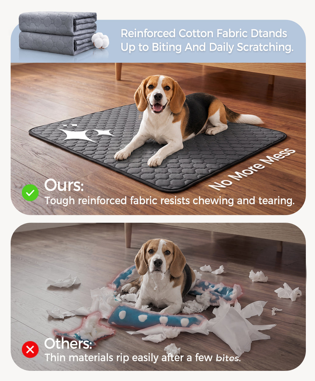 Doglike Washable Pee Pads for Dogs [Upgraded Silver-Ion Odor] – Ultra Absorbent, Leak-Proof, Non-Slip & 5-Hour Quick-Drying Reusable Puppy Training Pads for Home, Crate & Sofa, 24" x 24" (2 Pack)