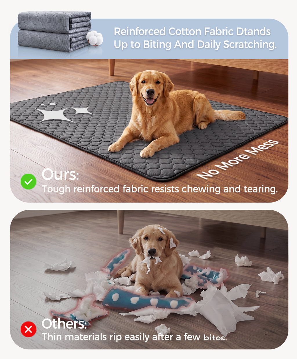 Doglike Washable Pee Pads for Dogs [Upgraded Silver-Ion Odor] – Ultra Absorbent, Leak-Proof, Non-Slip & 5-Hour Quick-Drying Reusable Puppy Training Pads for Home, Crate & Sofa, 41" x 36" (2 Pack)