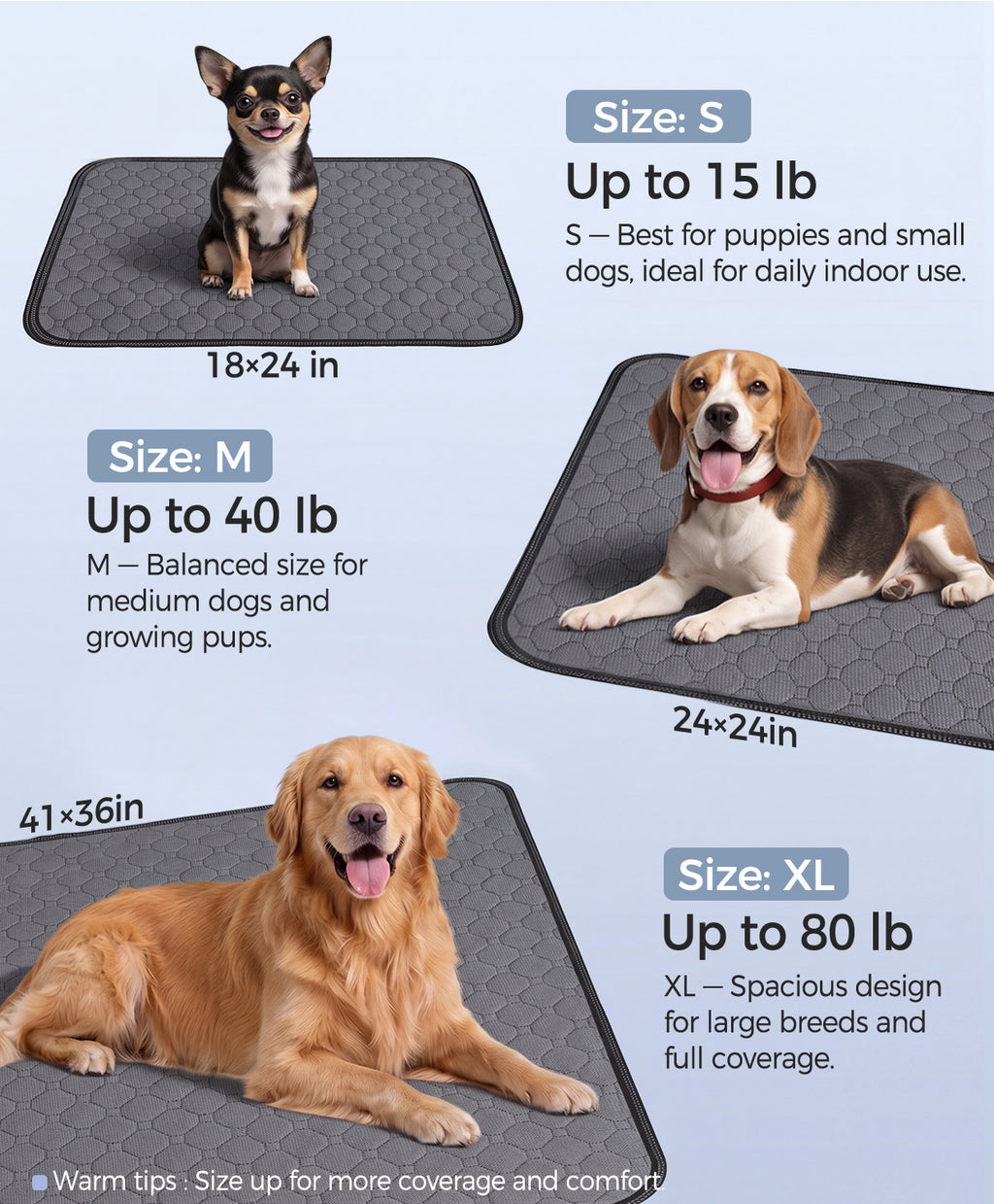 Doglike Washable Pee Pads for Dogs [Upgraded Silver-Ion Odor] – Ultra Absorbent, Leak-Proof, Non-Slip & 5-Hour Quick-Drying Reusable Puppy Training Pads for Home, Crate & Sofa, 24" x 24" (2 Pack)