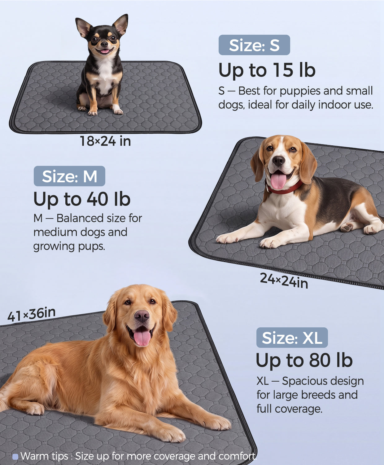 Doglike Washable Pee Pads for Dogs [Upgraded Silver-Ion Odor] – Ultra Absorbent, Leak-Proof, Non-Slip & 5-Hour Quick-Drying Reusable Puppy Training Pads for Home, Crate & Sofa, 24" x 24" (2 Pack)