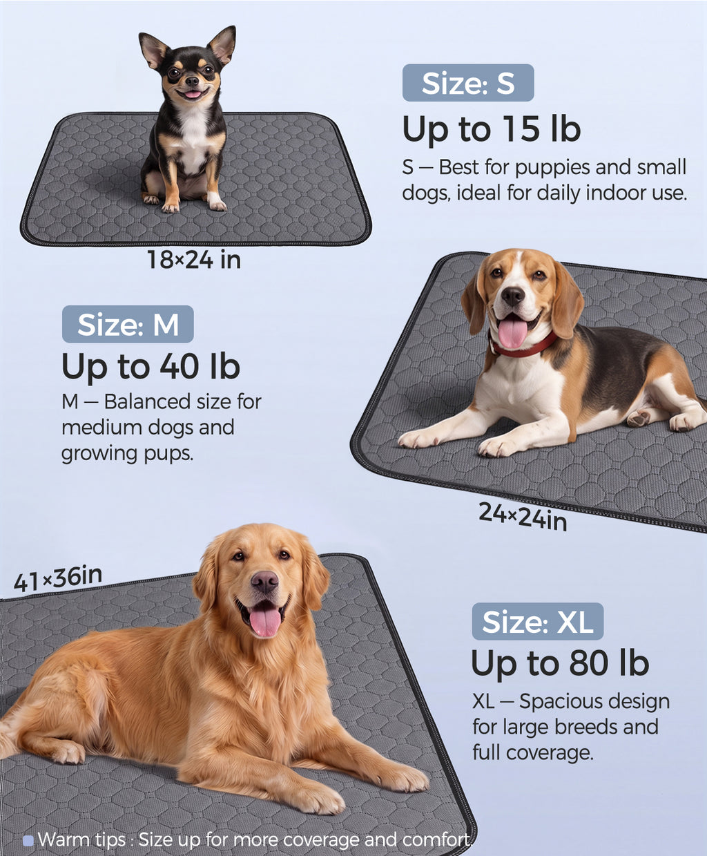Doglike Washable Pee Pads for Dogs [Upgraded Silver-Ion Odor] – Ultra Absorbent, Leak-Proof, Non-Slip & 5-Hour Quick-Drying Reusable Puppy Training Pads for Home, Crate & Sofa, 24" x 18" (2 Pack)