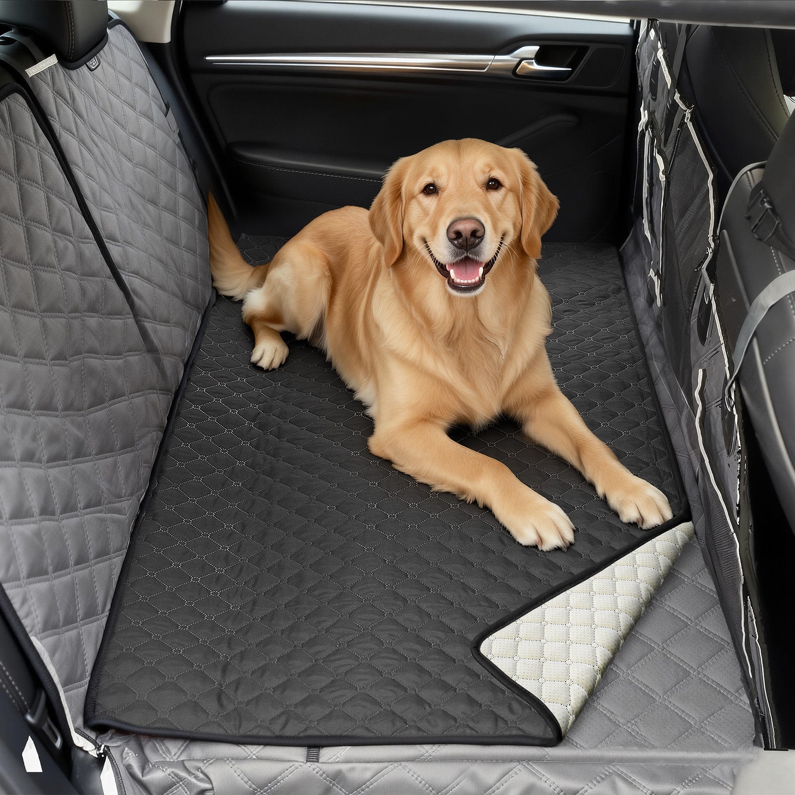 Doglike Dog Bed Mat for Car Back Seat [Quick-Dry & Non-Slip], Road Trip Bed to Fully Protect Dog's Safety, Fits Trucks/SUVs, Black, 56x27.3 inch, XL