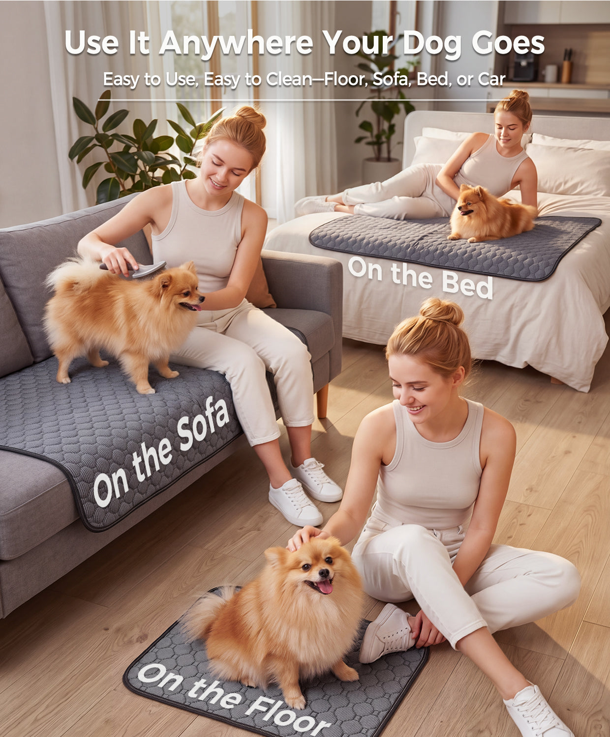 Doglike Washable Pee Pads for Dogs [Upgraded Silver-Ion Odor] – Ultra Absorbent, Leak-Proof, Non-Slip & 5-Hour Quick-Drying Reusable Puppy Training Pads for Home, Crate & Sofa, 24" x 24" (2 Pack)