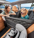 Doglike Heavy Duty Dog Car Seat for Back Seat, Hard Bottom Rigid Support 【Upgrade Stainless Steel & Metal Buckles】900D Oxford Fabric Waterproof Back Seat Extender for Dog Passenger Frinedly XL Graphite Black & Black Leather