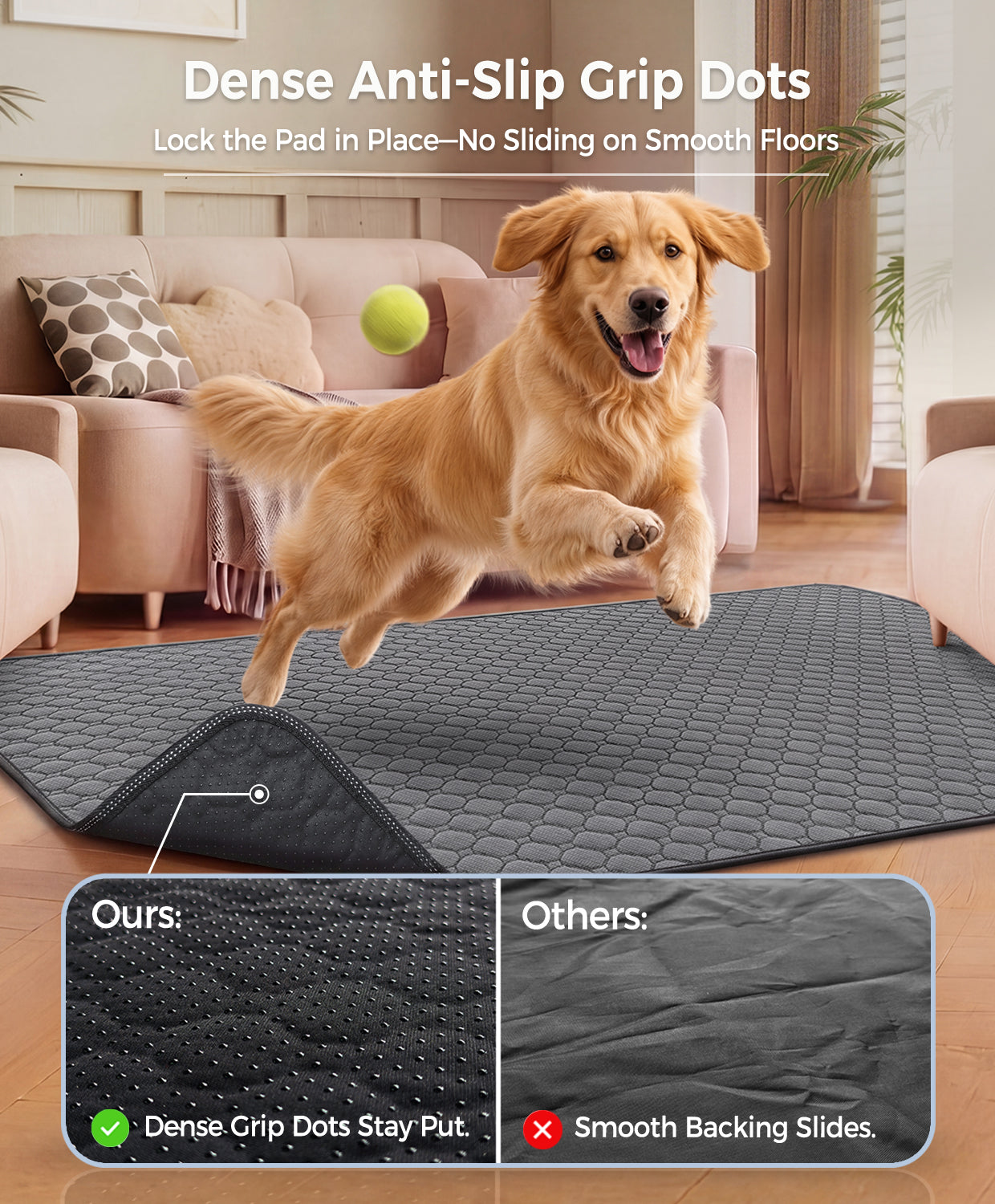 Doglike Washable Pee Pads for Dogs [Upgraded Silver-Ion Odor] – Ultra Absorbent, Leak-Proof, Non-Slip & 5-Hour Quick-Drying Reusable Puppy Training Pads for Home, Crate & Sofa, 41" x 36" (2 Pack)