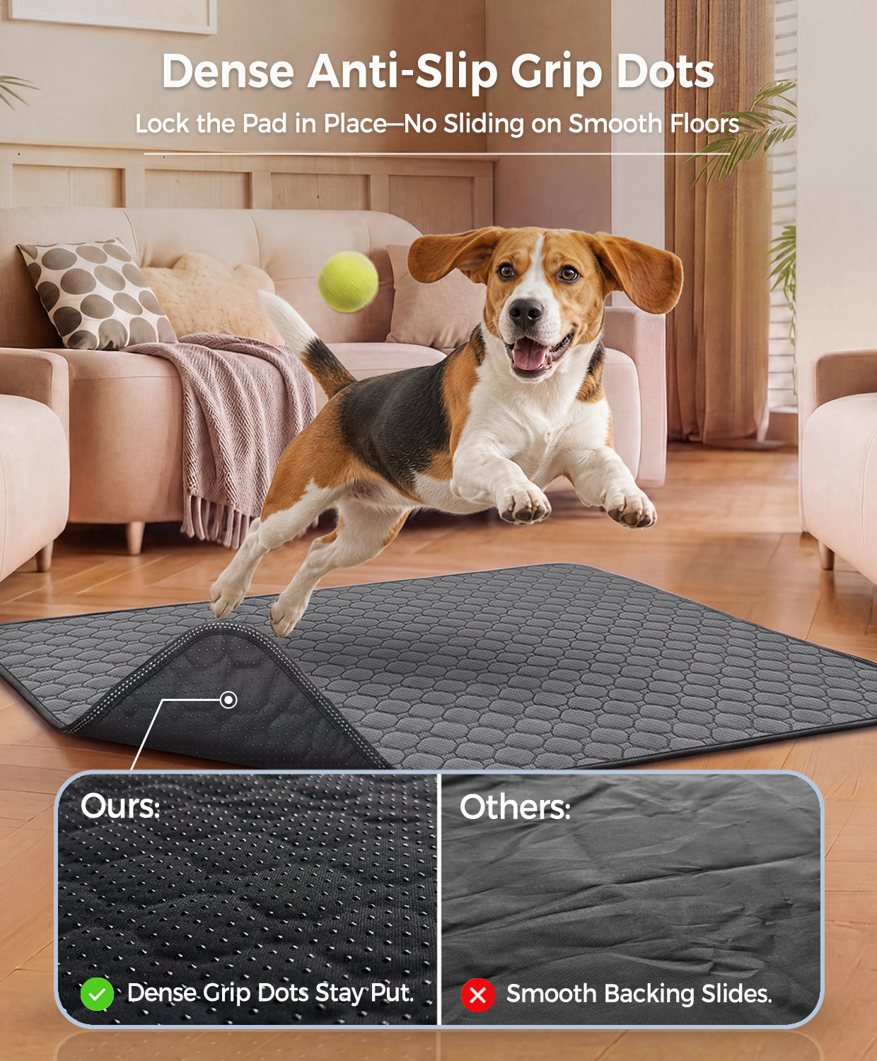 Doglike Washable Pee Pads for Dogs [Upgraded Silver-Ion Odor] – Ultra Absorbent, Leak-Proof, Non-Slip & 5-Hour Quick-Drying Reusable Puppy Training Pads for Home, Crate & Sofa, 24" x 24" (2 Pack)